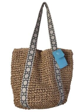 Kiss Sea | Tan Woven Medium Summer Bag